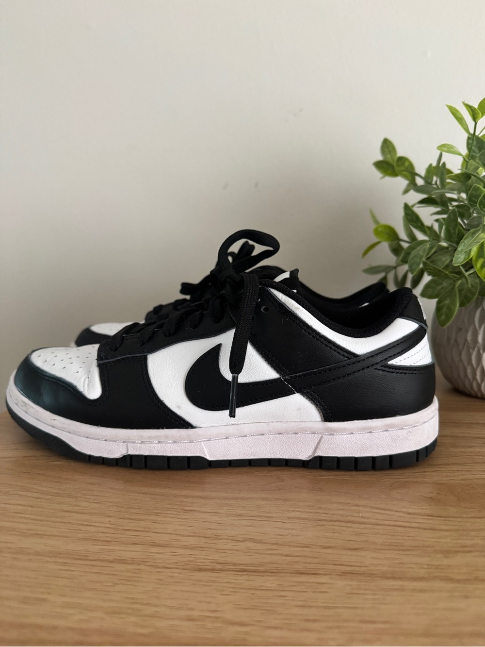 Nike Kids Black and White Low-Top Sneakers with Swoosh